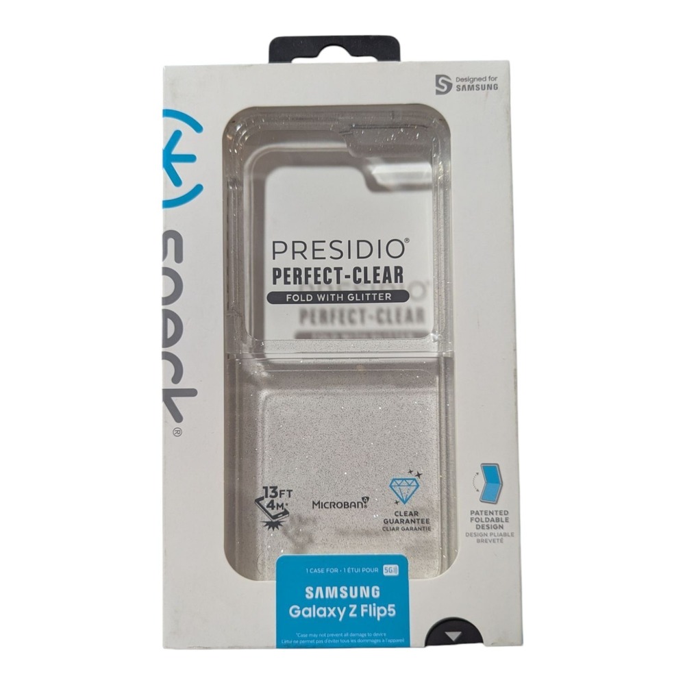 B1. Speck Presidio Perfect-Clear Samsung Galaxy Z Flip5 - Glitter